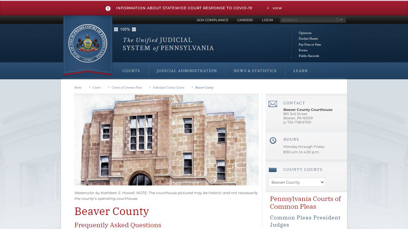 Beaver County | Individual County Courts | Courts of ...